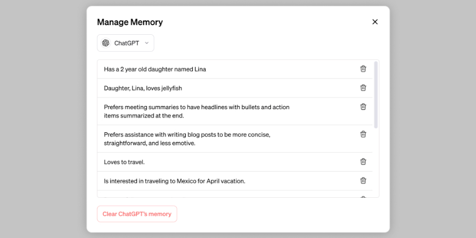 В ChatGPT добавлена функция запоминания. Бот может запоминать или забывать предыдущие диалоги.